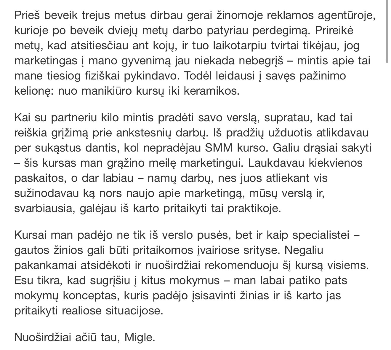 Nekenčiu marketingo SMM kursai atsiliepimai 8