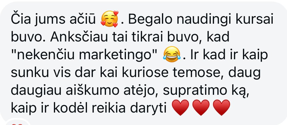 Nekenčiu marketingo SMM kursai atsiliepimai 9