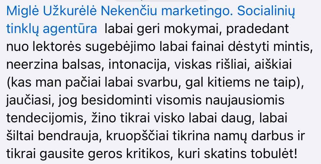 Nekenčiu marketingo SMM kursai atsiliepimai 15