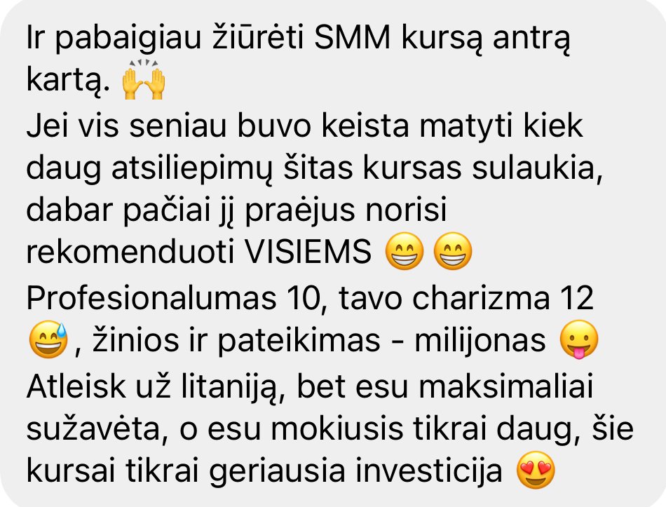 Nekenčiu marketingo SMM kursai atsiliepimai 25